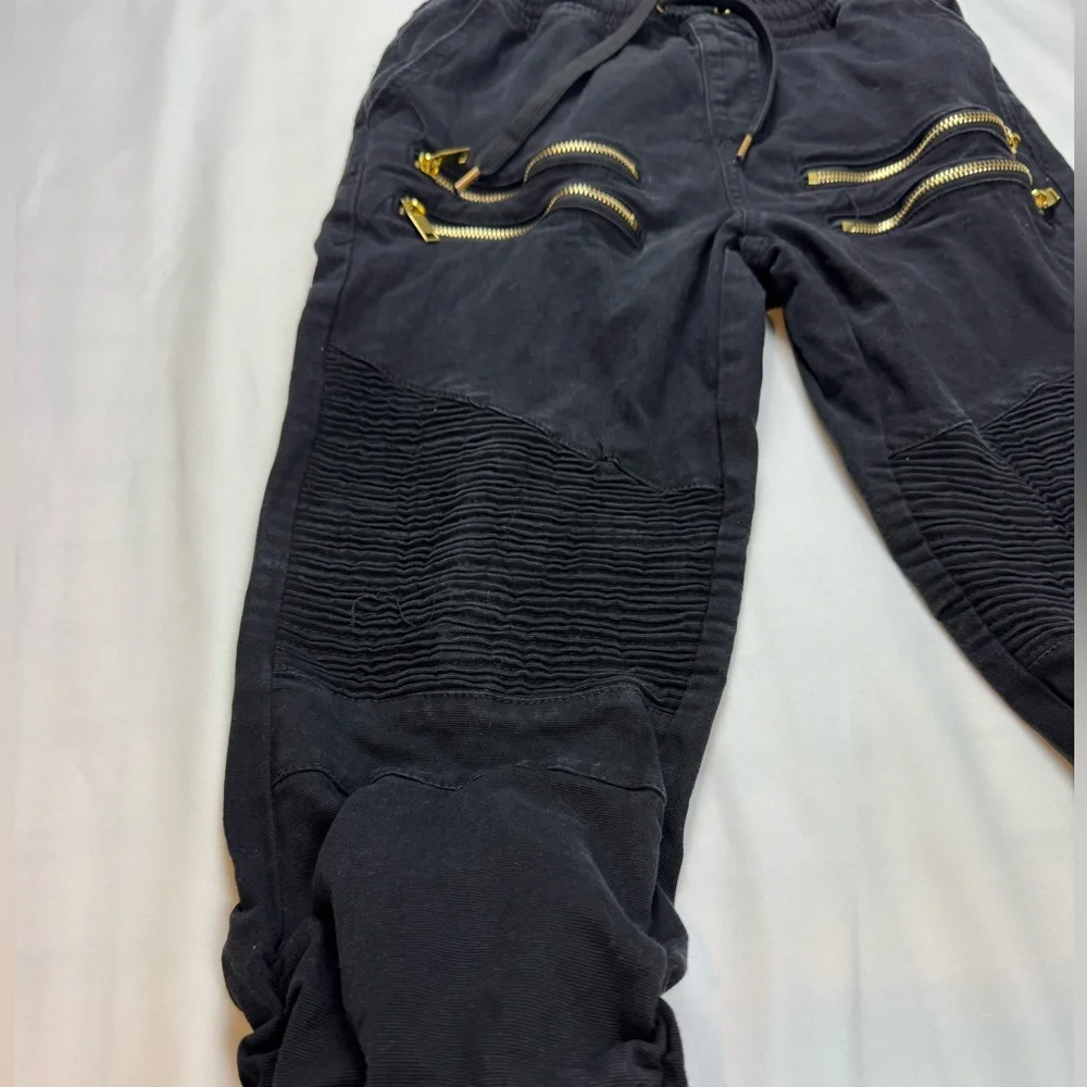 Men's Black Cargo Pants with Gold Zipper Accents